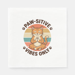 Servilleta De Papel Vibraciones Paw-Sitivas Solo Gato Meditando Diseño