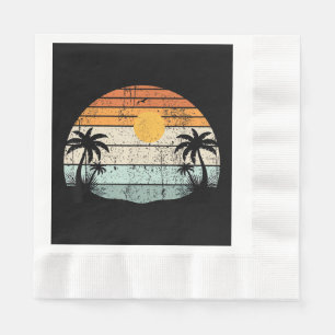 Servilleta De Papel Vibraciones Veraniegas de Sol Palmeras Playa Retro