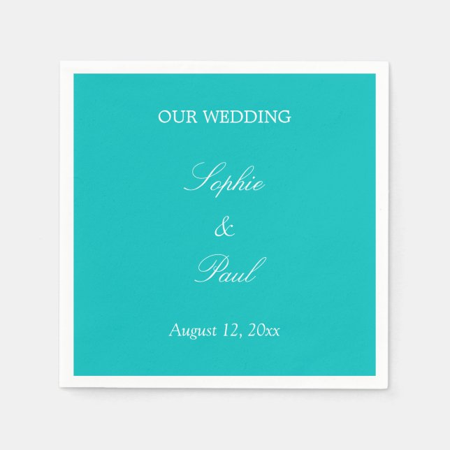 Servilleta De Papel Vibrant Aqua Boda Napkins (Anverso)