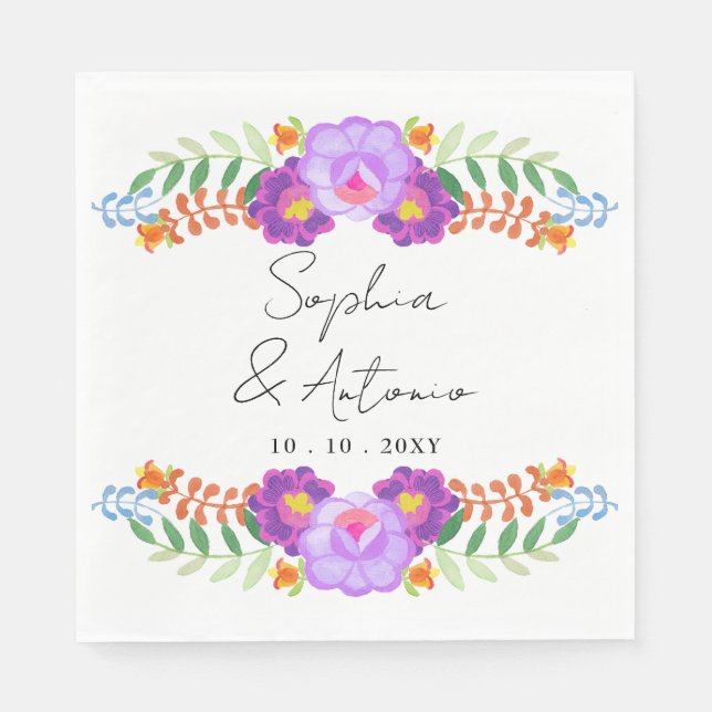 Servilleta De Papel Vibrant Mexican Floral Fiesta Wedding (Anverso)