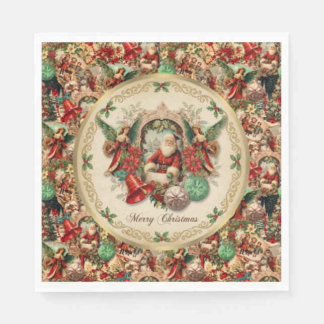 Servilleta De Papel Vibrant Victorian Christmas Collage (Anverso)