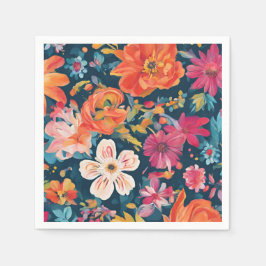 Servilleta De Papel Vibrante Arte Gráfico Floral