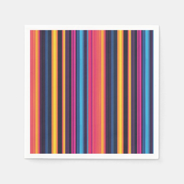 Servilleta De Papel Vibrante banda multicolor Patrón abstracto moderno (Anverso)