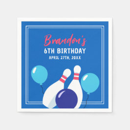Servilleta De Papel Vibrante Blue y Red Bowling 6º cumpleaños