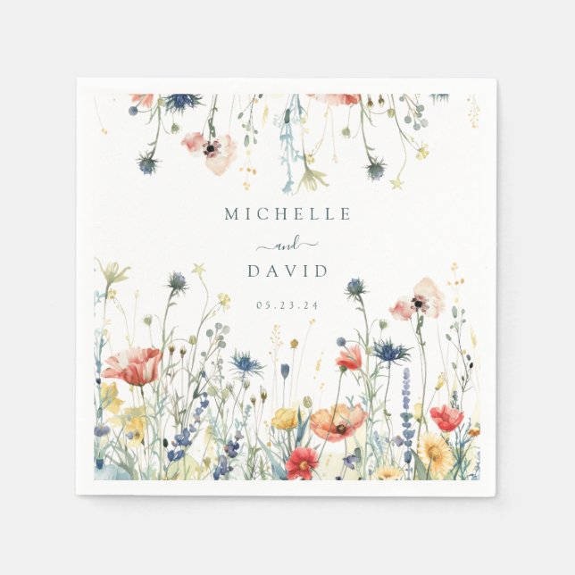 Servilleta De Papel Vibrante Boda de flores silvestres (Anverso)
