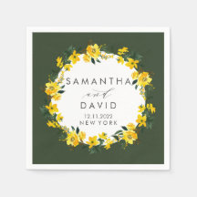Vibrante Boda verde amarillo con flores personaliz