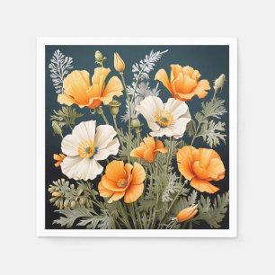 Servilleta De Papel Vibrante California Poppy Botanical