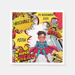 Servilleta De Papel Vibrante caricatura de superhéroes rojos y amarill