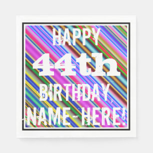 Servilleta De Papel Vibrante, colorido cumpleaños 44 + nombre personal