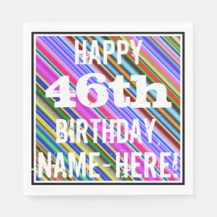 Servilleta De Papel Vibrante, Colorido Cumpleaños 46 + Nombre Personal