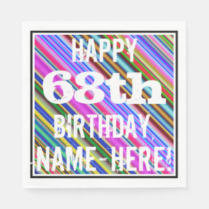 Servilleta De Papel Vibrante, colorido cumpleaños número 68 + nombre p