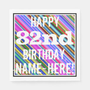 Servilleta De Papel Vibrante, colorido cumpleaños número 82 + nombre p