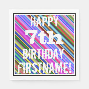 Servilleta De Papel Vibrante, colorido séptimo cumpleaños + nombre per