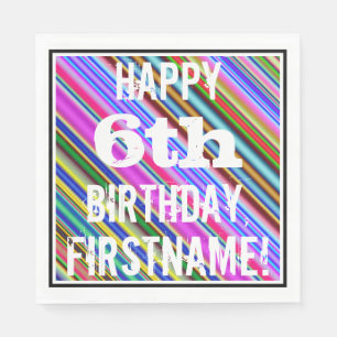 Servilleta De Papel Vibrante, colorido sexto cumpleaños + nombre perso