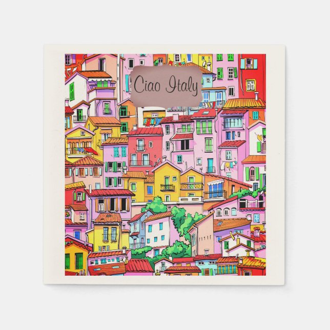 Servilleta De Papel Vibrante fachada italiana (Anverso)