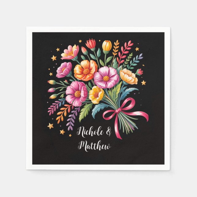 Servilleta De Papel Vibrante Fiesta Boda Bouquet Boda (Anverso)