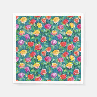 Servilleta De Papel Vibrante floración de jardín, estampado de rosas c