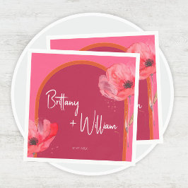 Servilleta De Papel Vibrante floral rosa y Naranja