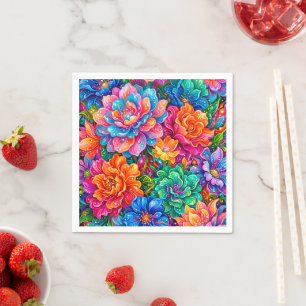 Servilleta De Papel Vibrante Flores Paisaje de Sueños – Boho Psicodéli
