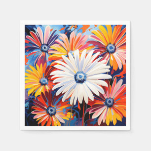 Servilleta De Papel Vibrante Gerbera Daisies En Audaz Resumen