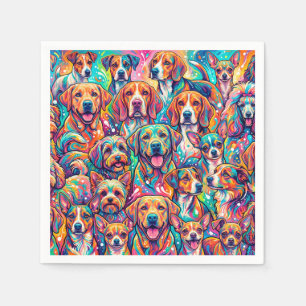 Servilleta De Papel Vibrante paisaje onírico canino – Boho psicodélico