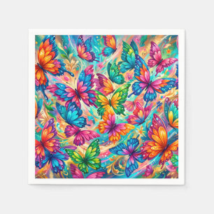 Servilleta De Papel Vibrante Paisaje Onírico de Mariposas – Boho Tropi