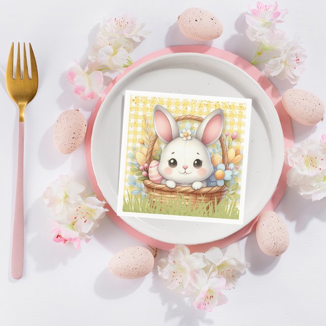 Servilleta De Papel Vibrante Pascua feliz en un fondo amarillo (Vibrant Happy Easter in a Yellow background Napkin)