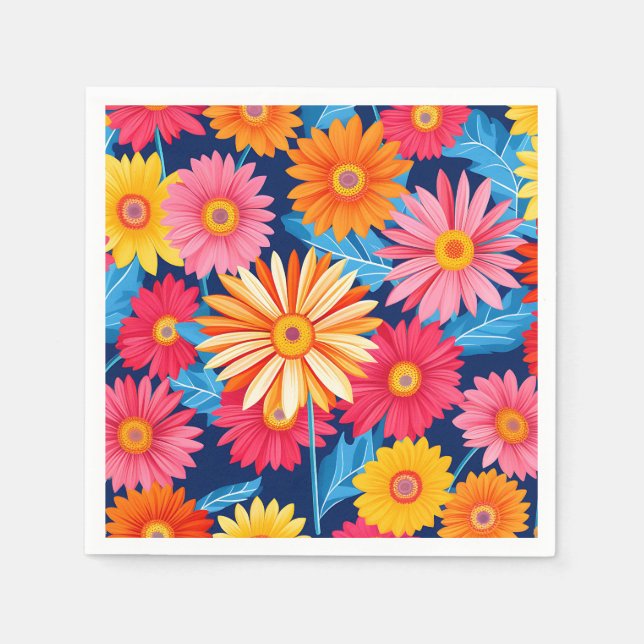 Servilleta De Papel Vibrante planta de flores Gerbera Daisies (Anverso)
