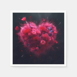 Servilleta De Papel Vibrante ráfaga de corazón rosado