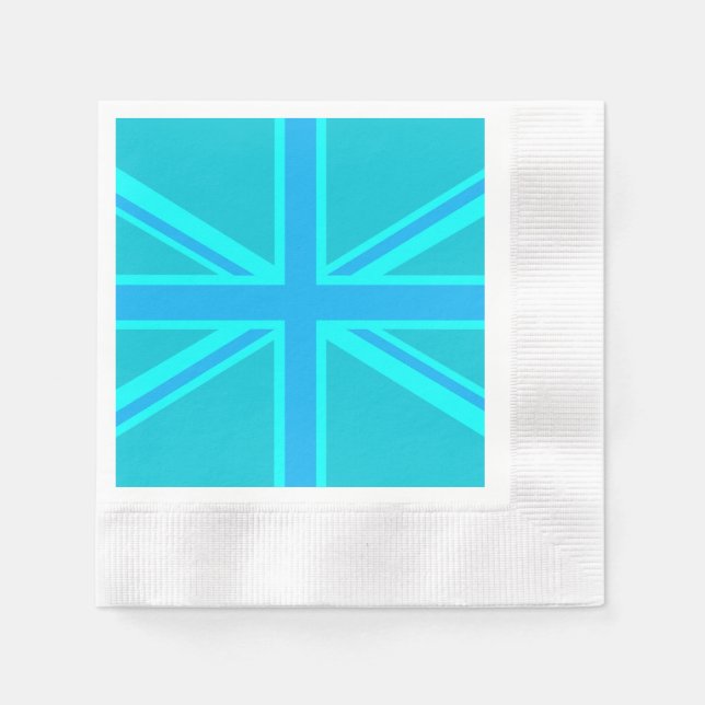 Servilleta De Papel Vibrante Unión Turquesa Jack Bandera Británica (Anverso)