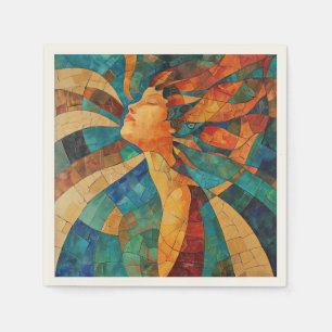 Servilleta De Papel Vibrante y colorida mujer musulmana abstracta