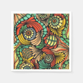Servilleta De Papel Vibrante Zentangle Floral Mandala Papel Na
