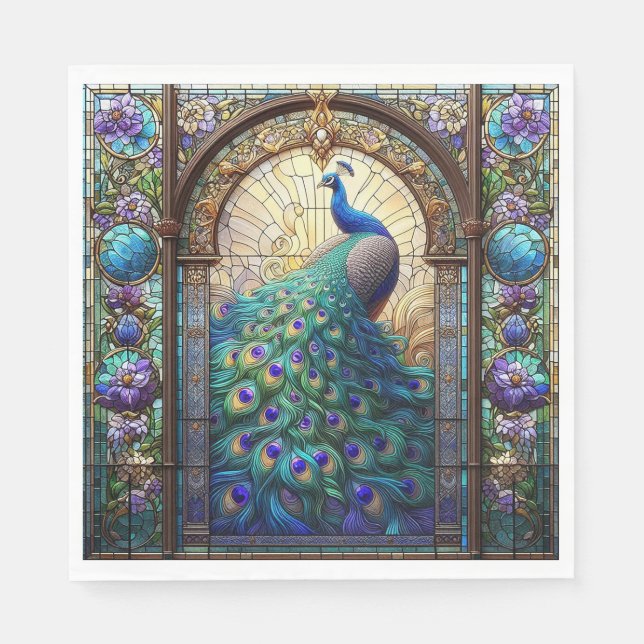 Servilleta De Papel Vibrantes Napkins Peacock: La mesa elegante (Anverso)