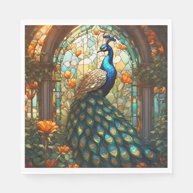 Servilleta De Papel Vibrantes Napkins Peacock: La mesa elegante (Anverso)