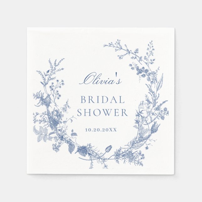 Servilleta De Papel Victoria Dusty Blue French Garden Bridal Shower (Anverso)