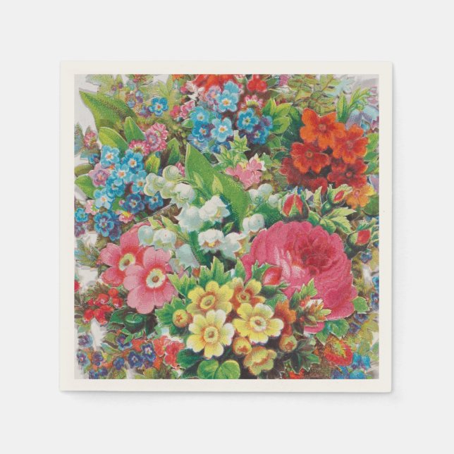 Servilleta De Papel Victorian Era Valentine's Card, Floral Bouquet (Anverso)
