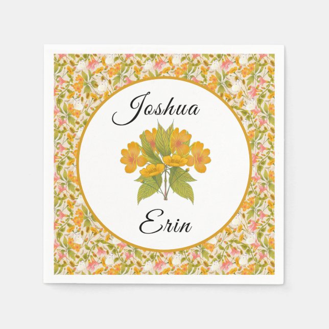 Servilleta De Papel Victorian Meadow yellow napkin (Anverso)