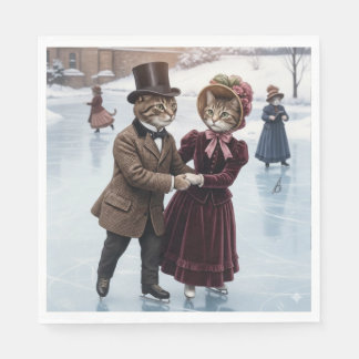 Servilleta De Papel Victorian Skating Cats Napkins