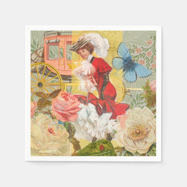 Servilleta De Papel Victoriana Lady Woman Fun Carriage (Anverso)