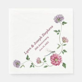 Servilleta De Papel Vid floral rosa y púrpura  