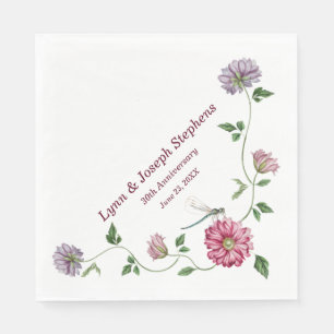 Servilleta De Papel Vid floral rosa y púrpura
