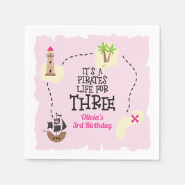 Servilleta De Papel Vida de pirata para mi cumpleaños rosa TRES