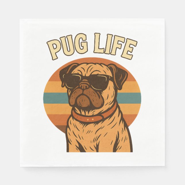 Servilleta De Papel Vida de Pug (Anverso)