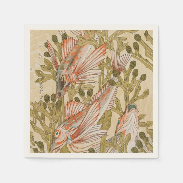 Servilleta De Papel Vida marina de peces animal submarino (Anverso)