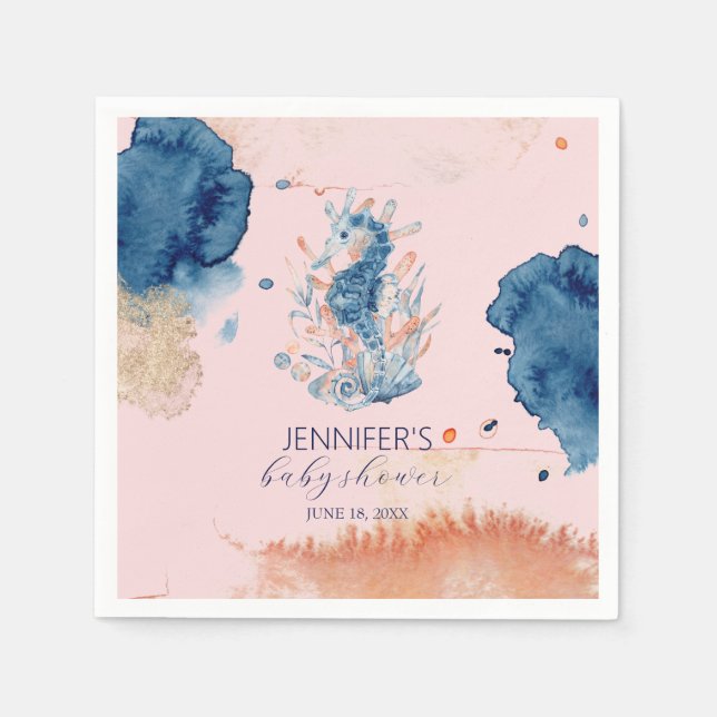 Servilleta De Papel Vida marina | Papel Baby Shower ahorse (Anverso)