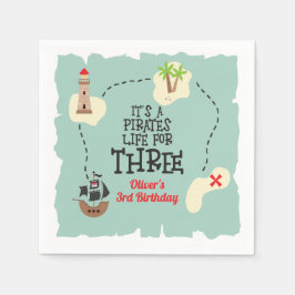 Servilleta De Papel Vida pirata por TRES cumpleaños