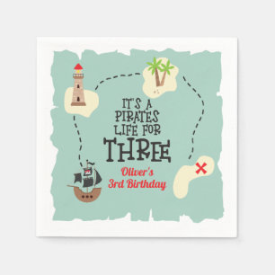 Servilleta De Papel Vida pirata por TRES cumpleaños