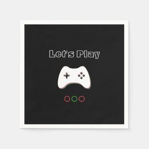 Servilleta De Papel Video Game Controller, Let's Play, Red & Green Art