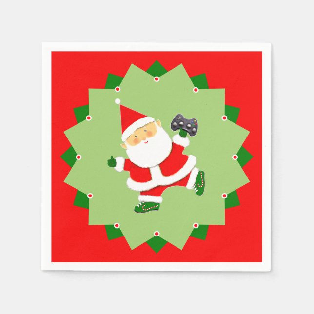 Servilleta De Papel Video Gamer Christmas Holiday (Anverso)