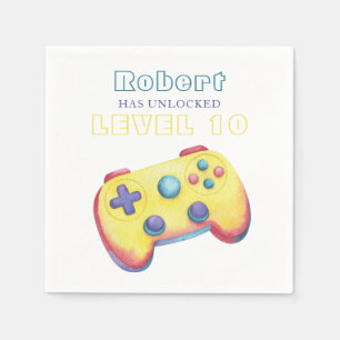 Servilleta De Papel Videojuego de Acuarela Cumpleaños de Niños
